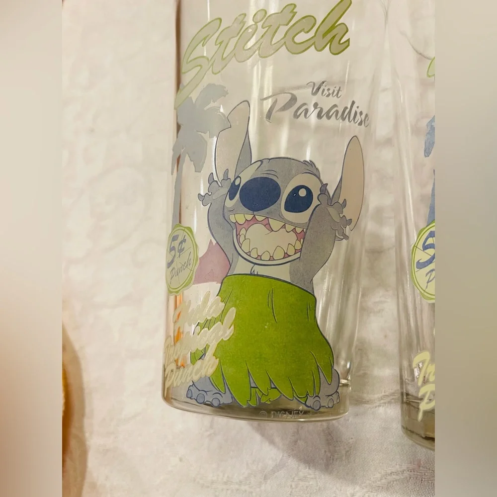 Set of 2 vintage Disney stitch beer glasses made in HongKong , 5 Cents punch